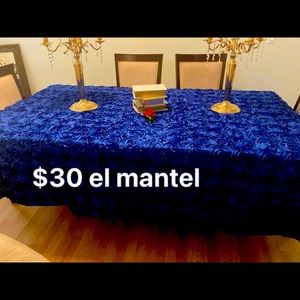 Royal blue tablecloth